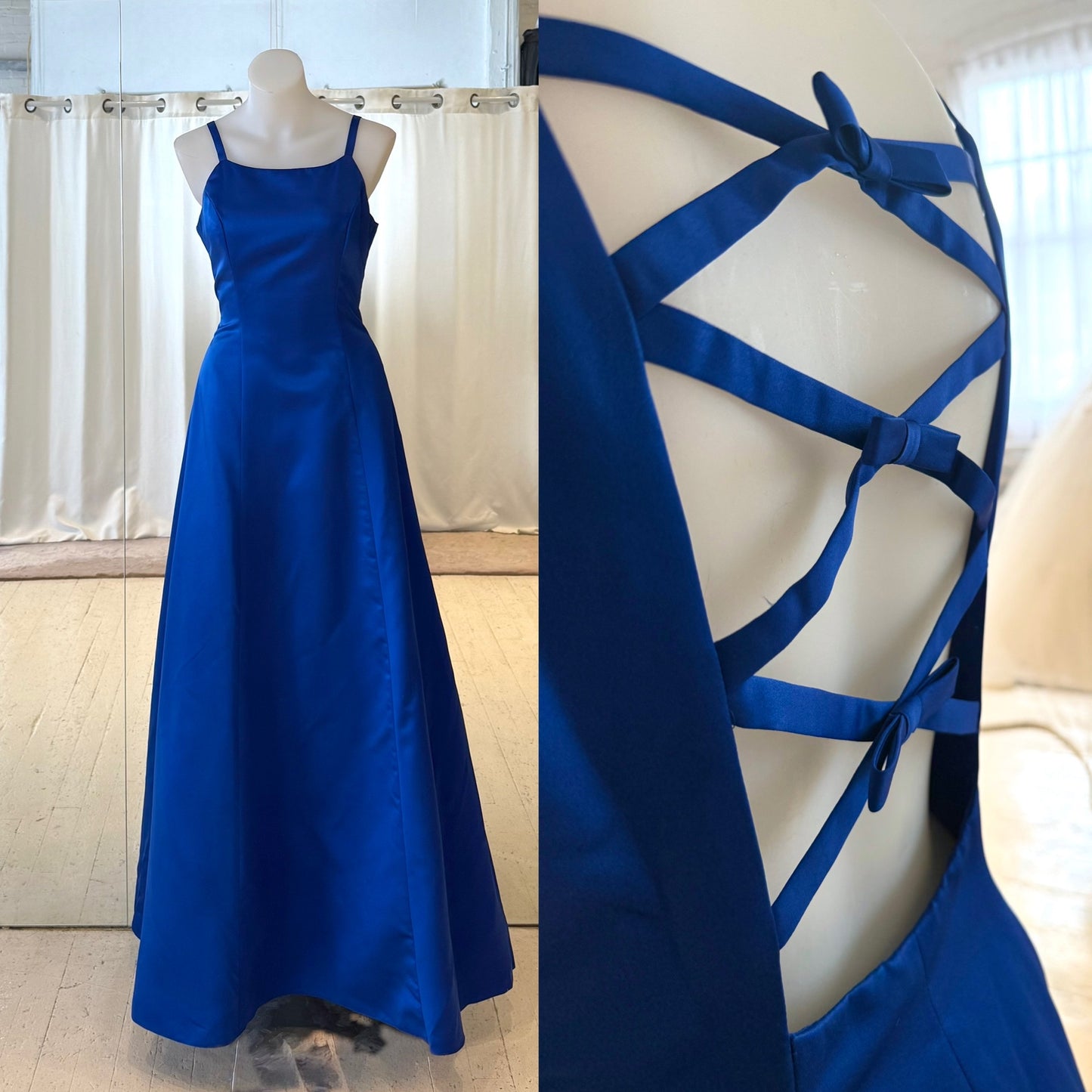 Royal blue mat satin dress